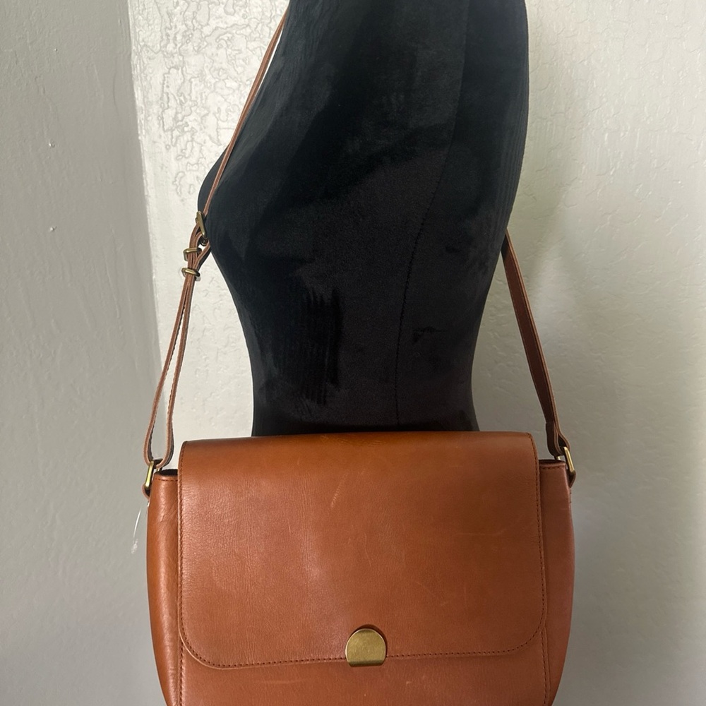 MADEWELL THE ABROAD LEATHER SHOULDER CROSSBODY BAG BROWN $168
